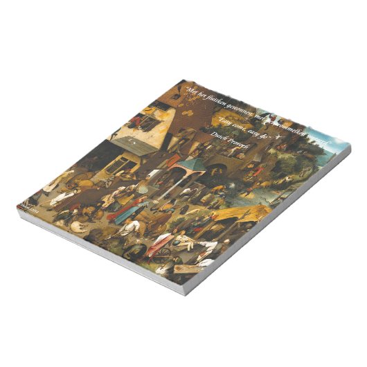 16e eeuw Nederlands kunst en beroemd spreekwoord Notitieblok (Linkerzijde)