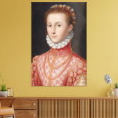 16e-eeuwse dame in roze canvas afdruk (Insitu (Woonkamer))