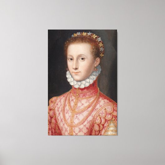 16e-eeuwse dame in roze canvas afdruk (Voorkant)