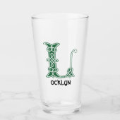 16e-eeuwse Keltische Knoop Versierde Hoofdletter L Glas (Voorkant)