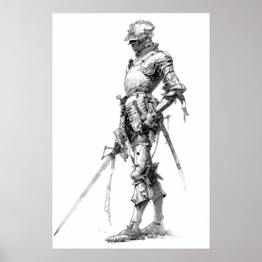 16e-eeuwse Landknecht Militaire Illustratie Post Poster (Voorkant)
