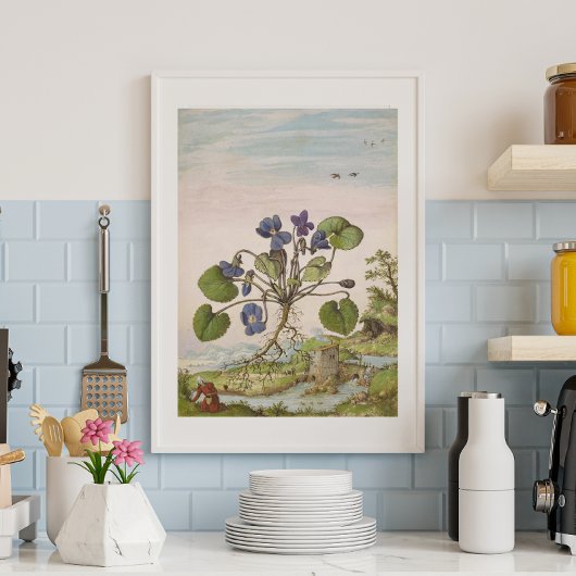 16e-eeuwse Violet Waterverf Poster