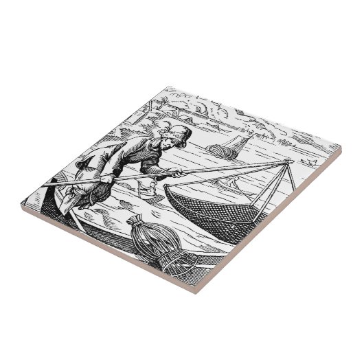 "-16e eeuwse vissers" tegeltje (Zijkant)