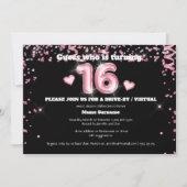 16e folie glitter roze zilverkleurig hartpleister kaart (Voorkant)