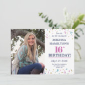 16e foto verjaardagsfeestje kaart (Staand voorkant)