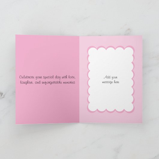 16e geweldige naam roze verjaardagsfoto kaart (Binnen)