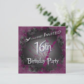 16e Grunge Birthday Party Invitations Kaart (Staand voorkant)