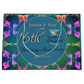 16e Huwelijkswas, Statice Bloem Gift Bag Groot Cadeauzakje (Voorkant)