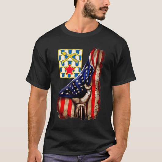 16e Infanteriestelsel Amerikaanse vlag Premium T-S T-shirt (Voorkant)
