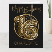 16e jaardag luipaard afdrukken Gold Foil ballonnen Kaart (Voorkant)