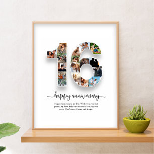 16e jubileum foto collage poster