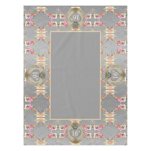 16e Jubileum-kaarsen voor bruiloft en stroommoft Tafelkleed (Voorkant)