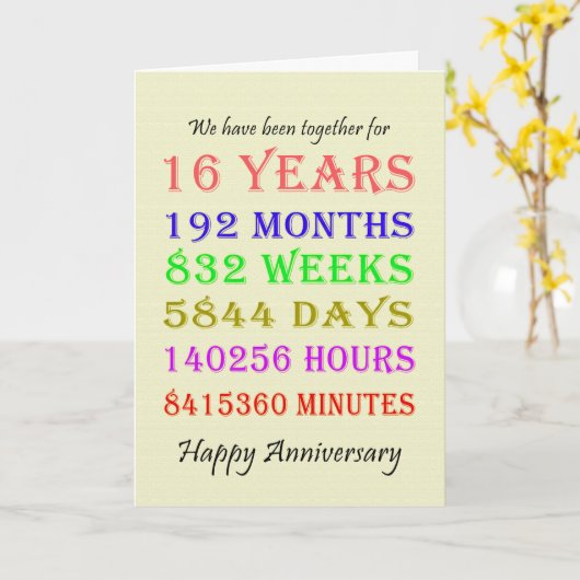 16e Jubileum-mijlpalenkaart Kaart (Gele Bloem)