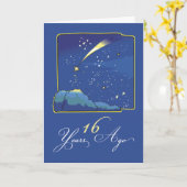16e Jubileum voor aanneming met sterren en nachtel Kaart (Gele Bloem)