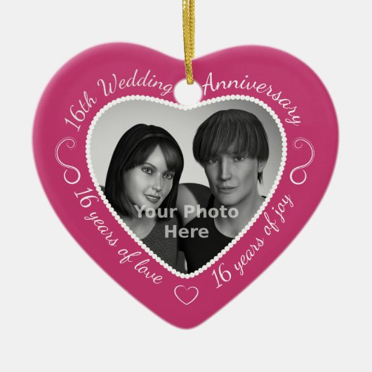 16e Jubileum voor bruiloft Foto Keramisch Ornament (Voorkant)