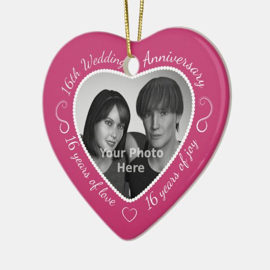 16e Jubileum voor bruiloft Foto Keramisch Ornament (Links)