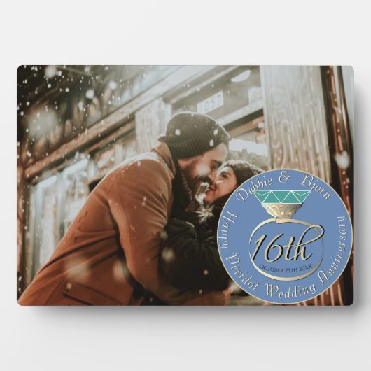 16e Jubileum voor weddenschappen Peridot Ring Plaq Fotoplaat (voorkant)