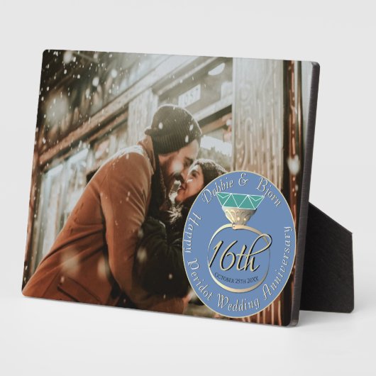 16e Jubileum voor weddenschappen Peridot Ring Plaq Fotoplaat (Zijkant)