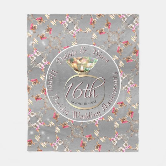 16e Jubileum-wasstraat voor bruiloft, peridot & sa Fleece Deken (Voorkant)