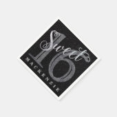 16e Koolsteengrijs | Zoete 16 Zilverglitter | Servetten (Hoek)