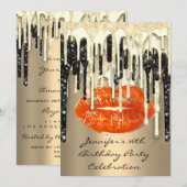 16e lips Kiss Black Coral Glitter-schijven Kaart (Voorkant / Achterkant)