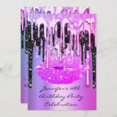 16e lips Kiss Black Pinky Glitter Drips Kaart (Voorkant / Achterkant)