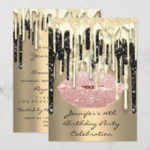 16e lips Kiss Black Roos Glitter-schijven Kaart (Voorkant / Achterkant)