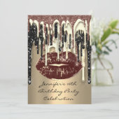 16e lips Kiss bruine koffie Glitter-schijven Kaart (Staand voorkant)