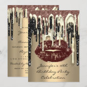 16e lips Kiss bruine koffie Glitter-schijven Kaart (Voorkant / Achterkant)