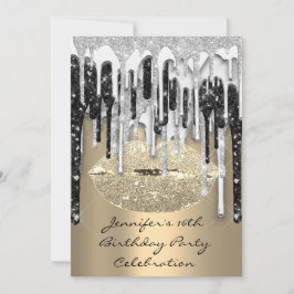 16e lips Kus Gold Silver Glitter-schijven Kaart