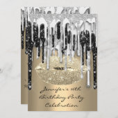 16e lips Kus Gold Silver Glitter-schijven Kaart (Voorkant / Achterkant)