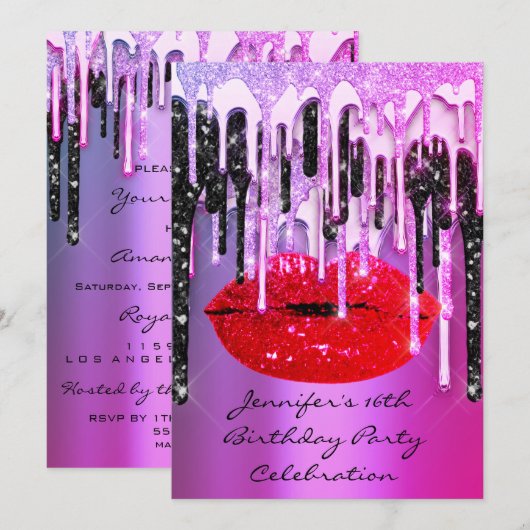 16e lips zwarte roze zwarte druppelaar kaart (Voorkant / Achterkant)