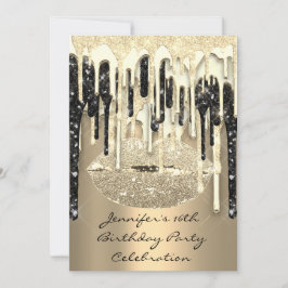 16e lips - zwarte zilver-glitterschijven kaart