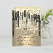 16e lips - zwarte zilver-glitterschijven kaart (Staand voorkant)