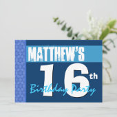 16e milde, moderne blauwStar Pattern-10e verjaarda Kaart (Staand voorkant)