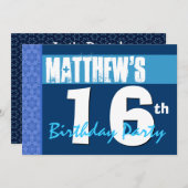 16e milde, moderne blauwStar Pattern-10e verjaarda Kaart (Voorkant / Achterkant)
