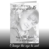 16e nog steeds geweldige grijze en zwarte verjaard kaart