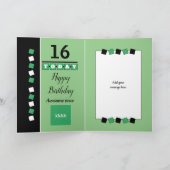 16e nog steeds geweldige groene en zwarte verjaard kaart (Binnen)