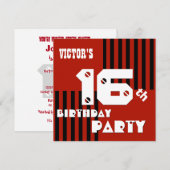 16e of een andere dag moderne zwarte strepen T16A Kaart (Voorkant / Achterkant)