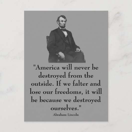 16e President Abraham Lincoln Briefkaart (Voorkant)