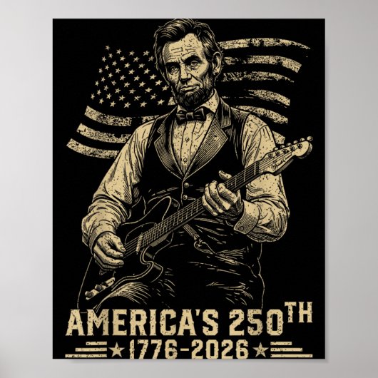 16e President Speelt Gitaar 4e Juli 250ste Poster (Voorkant)