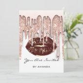 16e Rode kus Roos Glitter White Brown Kaart (Staand voorkant)