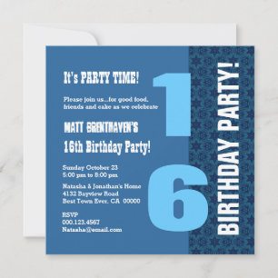 16e TEEN Birthday Modern Navy Blue Stars T7C Kaart