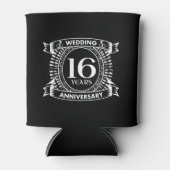 16e trouwdag zwart-wit blikjeskoeler (Voorkant)