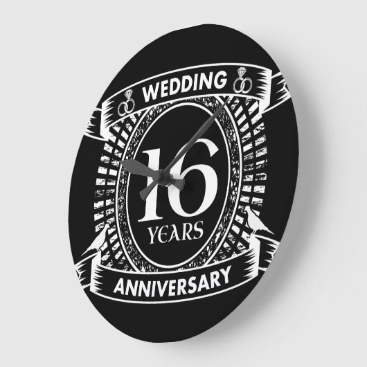 16e trouwdag zwart-wit grote klok (Hoek)
