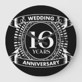 16e trouwdag zwart-wit grote klok (Voorkant)