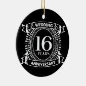 16e trouwdag zwart-wit keramisch ornament (Rechts)