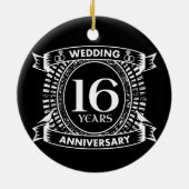 16e trouwdag zwart-wit keramisch ornament (Achterkant)