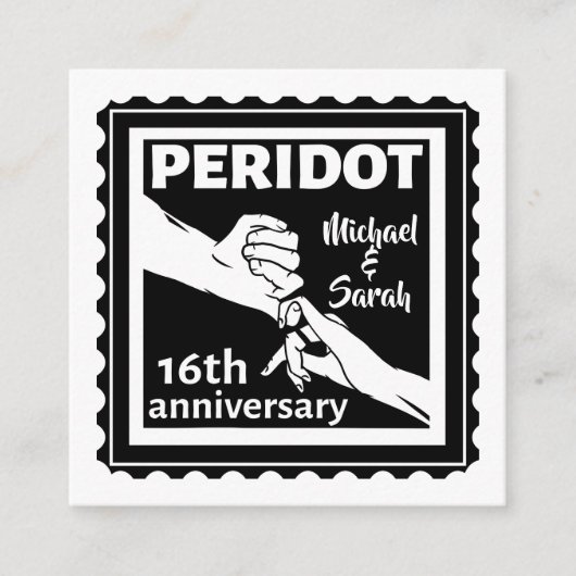 16e trouwdag zwart-witte handen informatiekaartje (Voorkant)