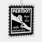 16e trouwdag zwart-witte handen keramisch ornament (Rechts)